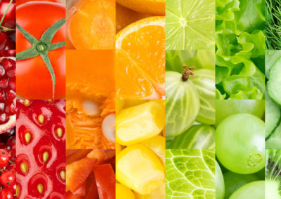 Color fruits, berries and vegetables